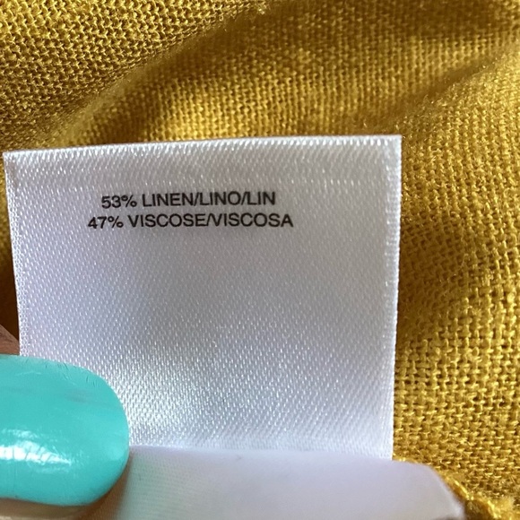 Anne Klein mustard Yellow linen blend button down 3/4 sleeve Top Size Medium - Picture 8 of 8